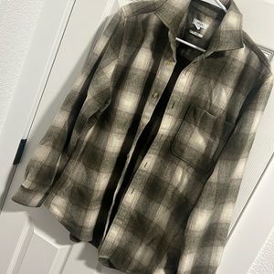 Reiss olive green plaid wool shirt, men’s L can fits like L women oversized